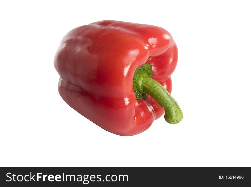 Ripe Red bell peppers on a white background