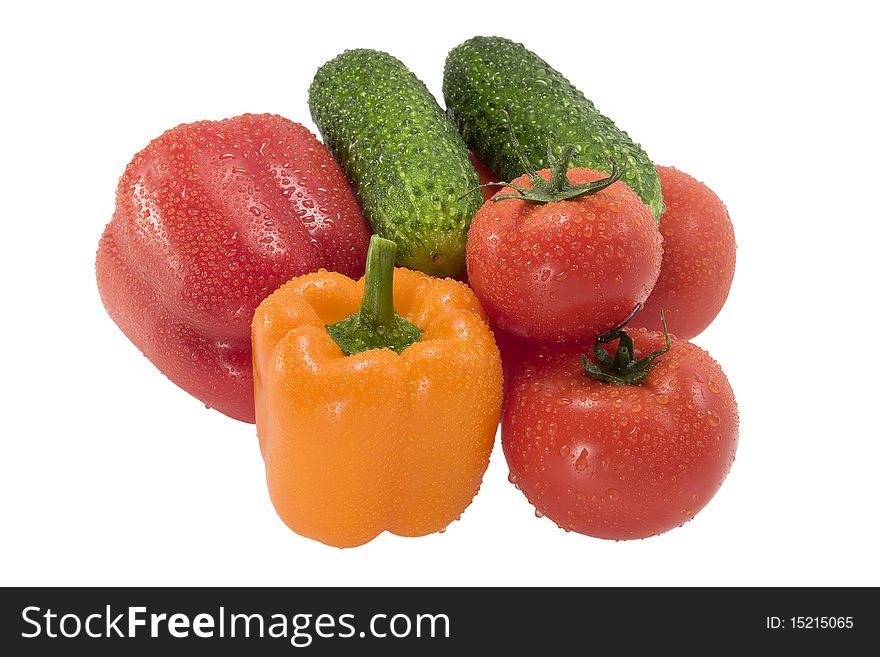 Group of vegetables on a white background