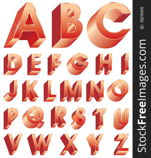 alphabet in metallic red shiny colors. alphabet in metallic red shiny colors