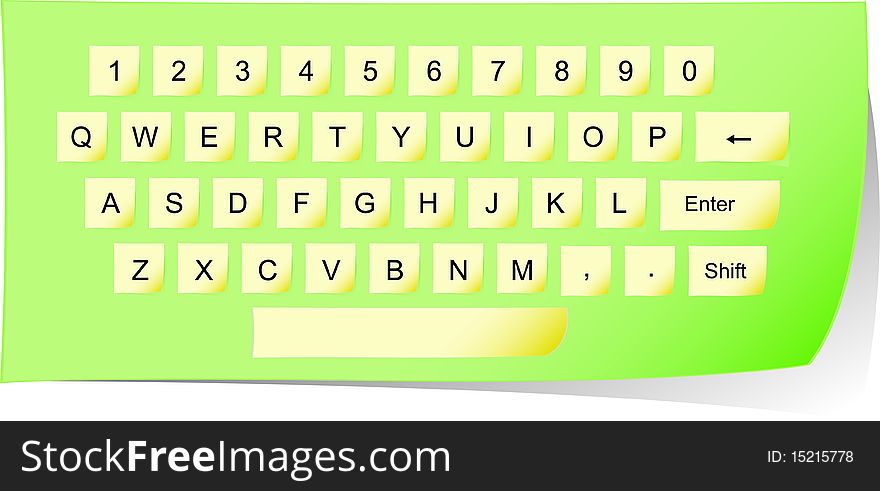 Vector green paper keyboard isolated over white