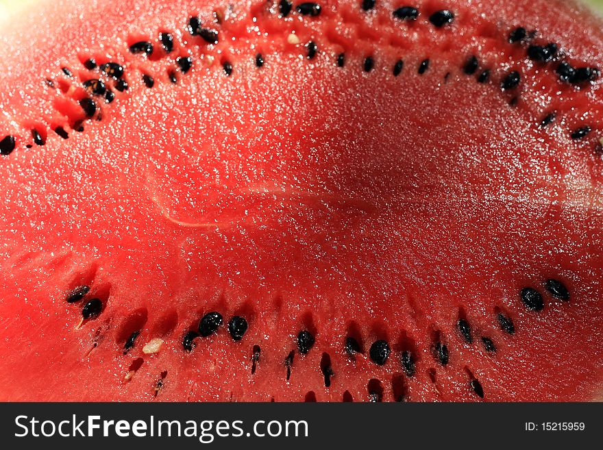 Beautiful watermelon texture with black seeds