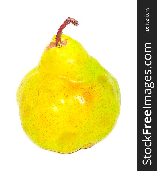 Yellow juicy pear isolated over white