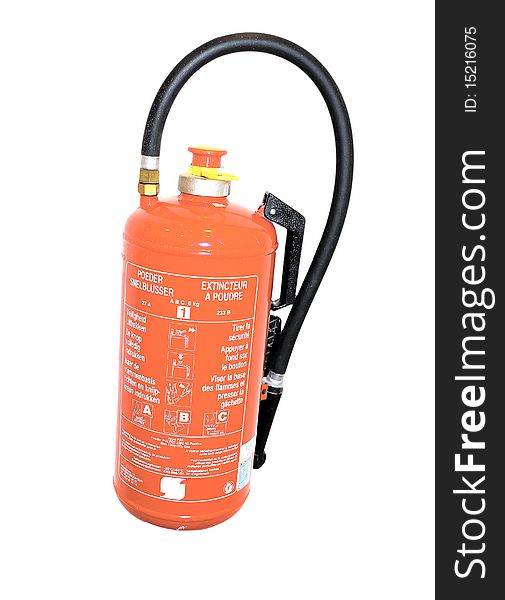 Red fire extinguisher isolated over white