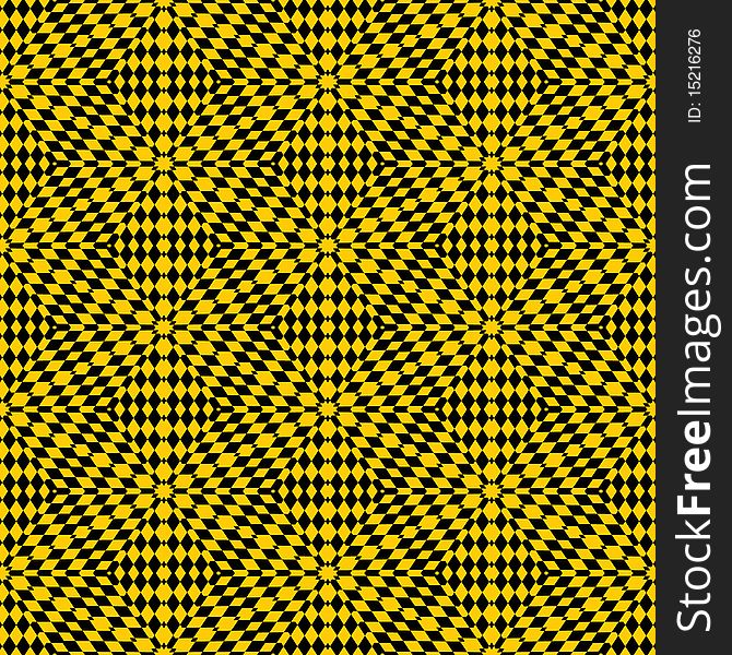 Seamless texture with intertwined yellow shapes on black background. Seamless texture with intertwined yellow shapes on black background