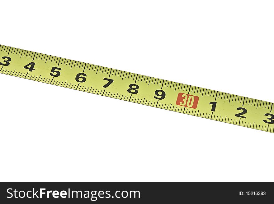 Metal tape measure isolated on the white