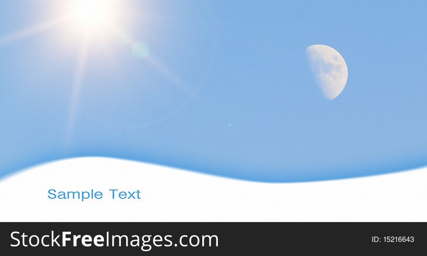 Conceptual background for your composition with the image of the sun and moon