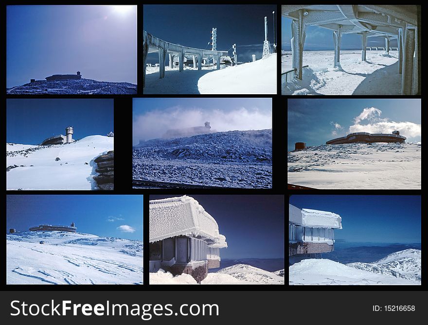 Mount Washington in winter summit montage