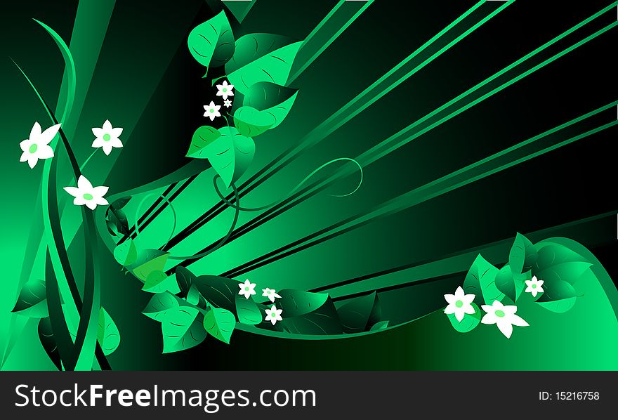 Floral background with leaf , ray and white flower    wallpaper