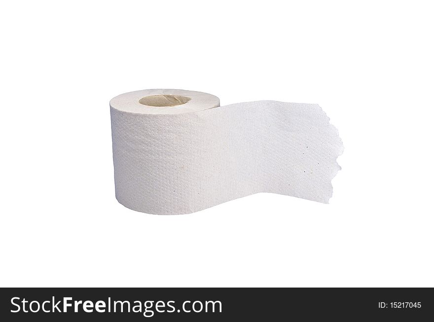 Isolated gray roll of toilet paper on white