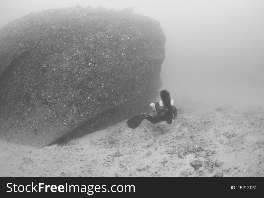 A rebreather diver on the United Caribbean shipwreck. Fort Lauderdale, FL