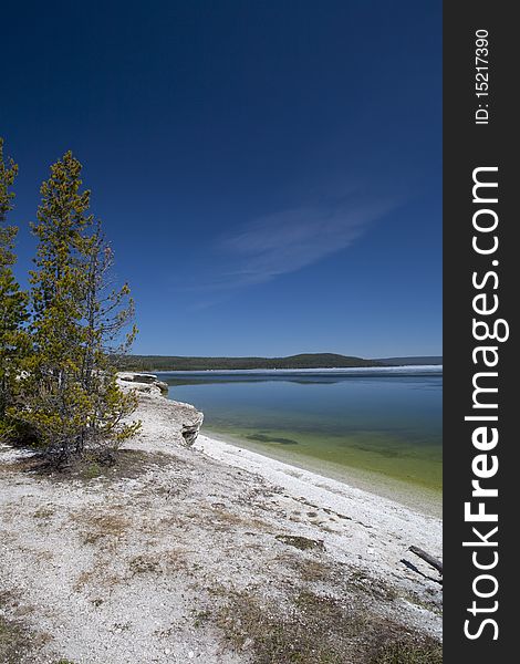 Shore of the lake Yellowstone in the National Park of the Yellowstone. Shore of the lake Yellowstone in the National Park of the Yellowstone