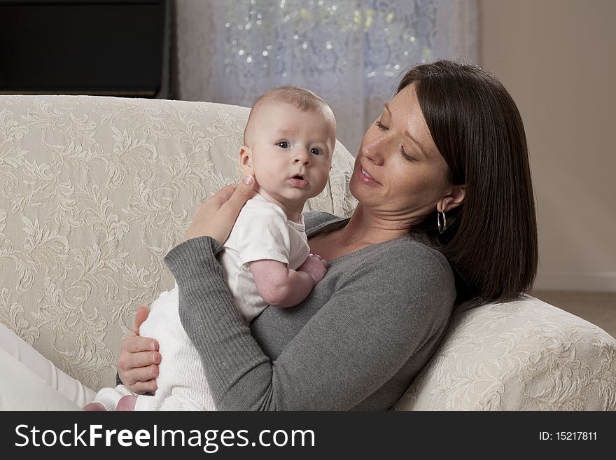 Horizontal image of a young mother and her baby. Horizontal image of a young mother and her baby