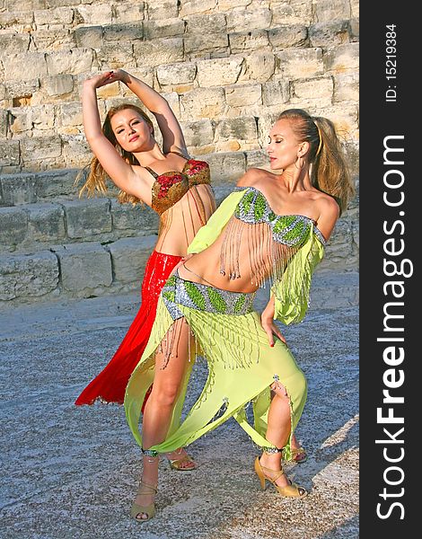 Beautiful belly dancers  in the ancient Kourion amphitheatre in Cyprus.