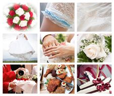 Collage Of Wedding Photos Stock Images