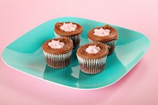 Chocolate Cupcakes On Pink Background Royalty Free Stock Image Chocolate Cupcakes On Pink Background Royalty Free Stock Image