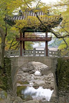 Temple Bridge In Autumn Colors Stock Photo Temple Bridge In Autumn Colors Stock Photo