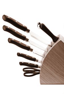 Collection Of Kitchen Knives Royalty Free Stock Image