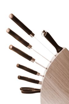 Collection Of Kitchen Knives Stock Photos