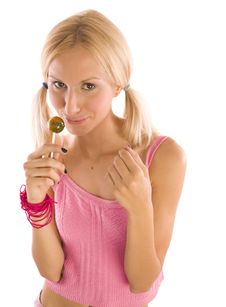 Pink Girl. The Girl In Pink On A White Backgro Royalty Free Stock Photo Pink Girl. The Girl In Pink On A White Backgro Royalty Free Stock Photo