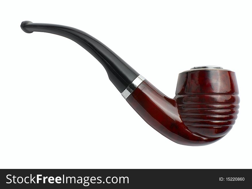 Glossy tobacco pipe. Isolated on white background. Glossy tobacco pipe. Isolated on white background