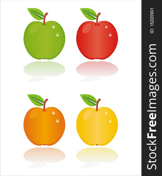 Set of 4 colorful apples. Set of 4 colorful apples