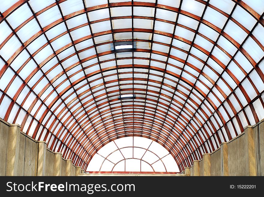 Glass roof in the shopping center.