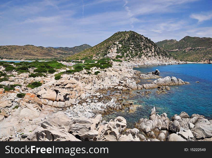 Beautiful coast of Punta Molentis, Villasimius, in Sardinia, Italy. Beautiful coast of Punta Molentis, Villasimius, in Sardinia, Italy.