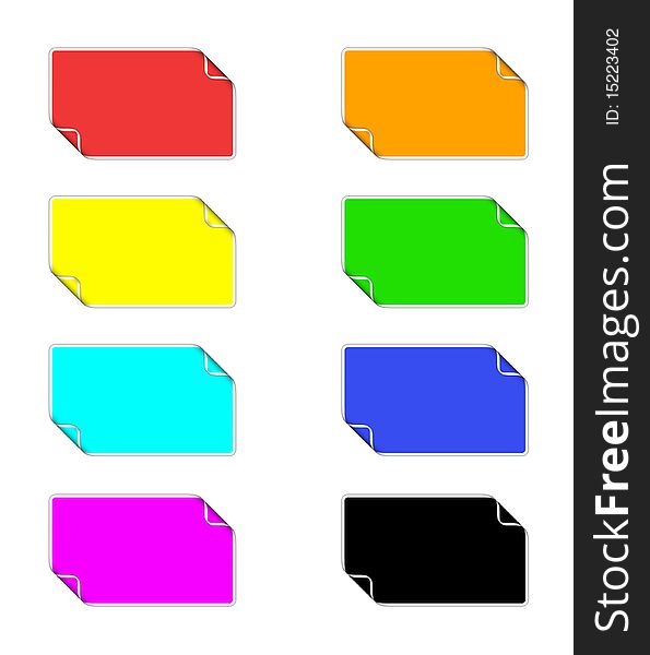 Set of pure, colorful stickers on a white background