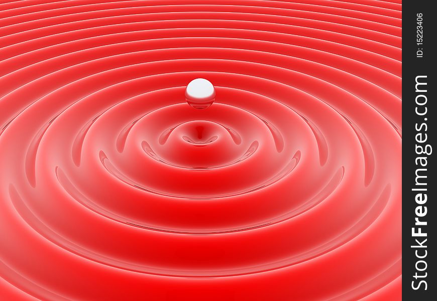 Illustration of a water drop and wave from it