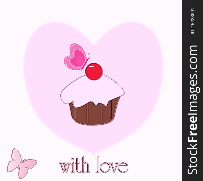 Cupcake Love Heart Background