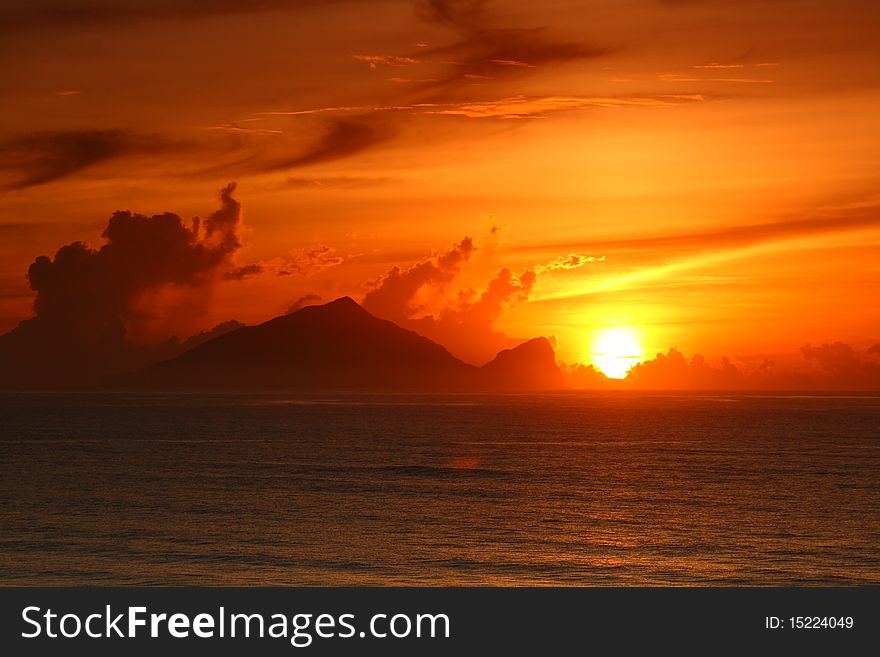 Sunrise of  Turtle Island in the Taiwan