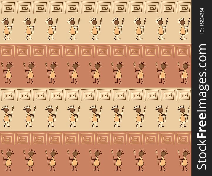 Ethnic wallpaper with doodle of african people
