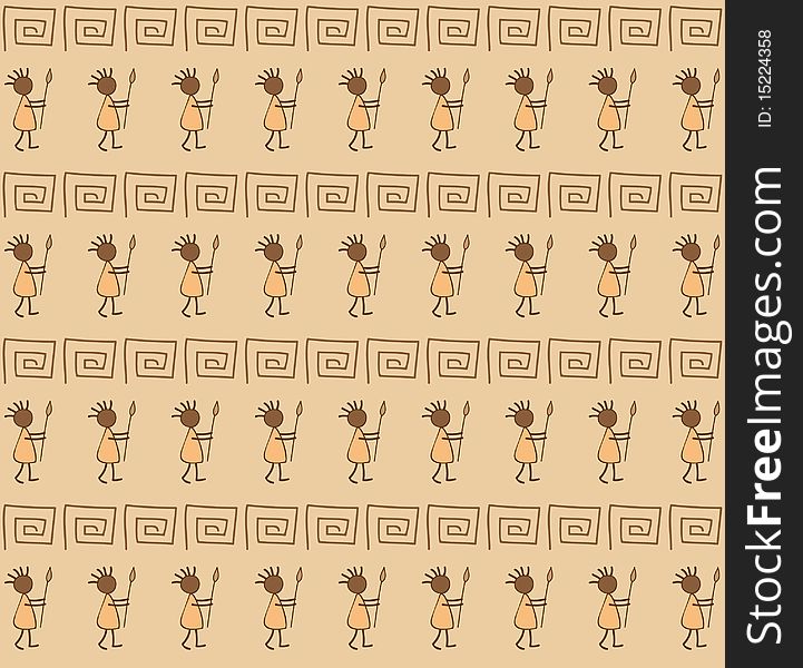 Ethnic wallpaper - doodle of african people