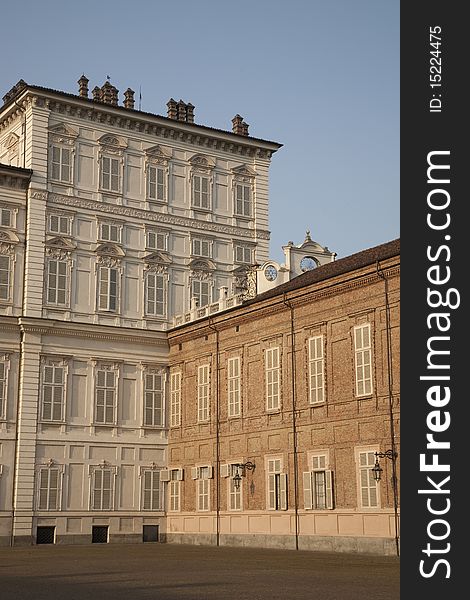 The main facade of the Royal Palace in Italy. The main facade of the Royal Palace in Italy