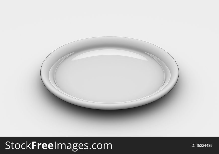 3D Rendered image of isolated plate on neutral background