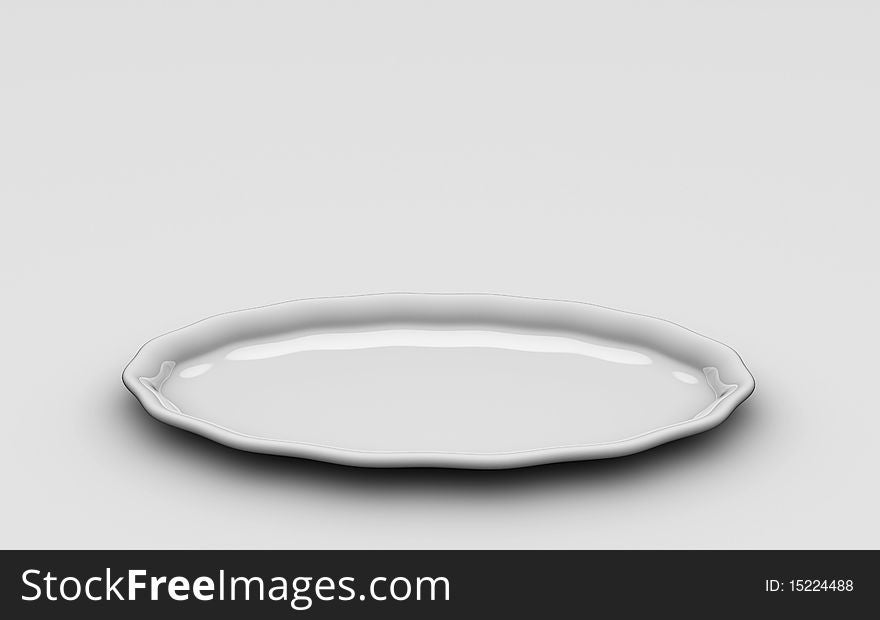 3D Rendered image of isolated round plate on neutral backround