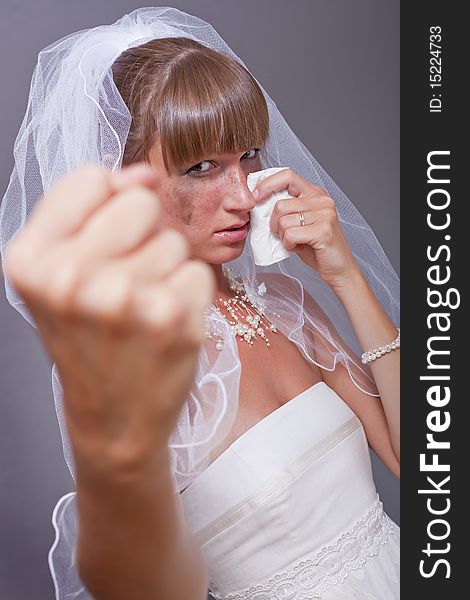 Frustrated Bride Showing Her Fist