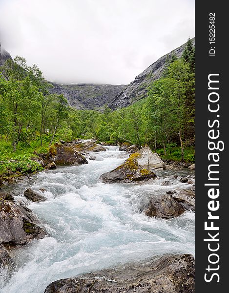 Up side river at the trollstigen road in norway. Up side river at the trollstigen road in norway