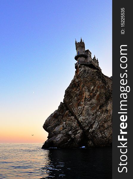 Fantasy castle at sunset, Swallow's Nest Castle