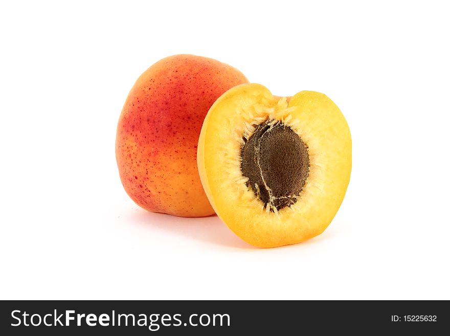Fresh, colorful ripe apricots, isolated on white