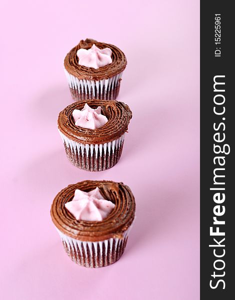 Shot of a Raspberry cupcake lineup