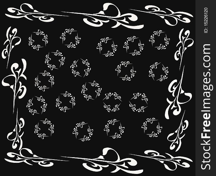 White pattern on black background,