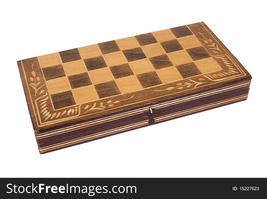 Closed chess box isolated on white background