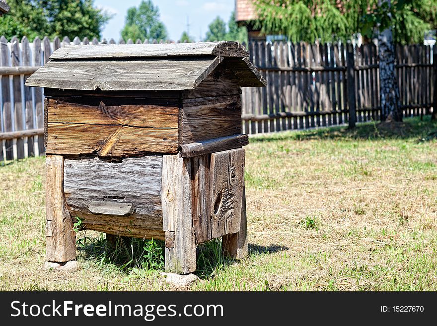 XIX century beehive of rural Poland made from hollow tree trunk. XIX century beehive of rural Poland made from hollow tree trunk