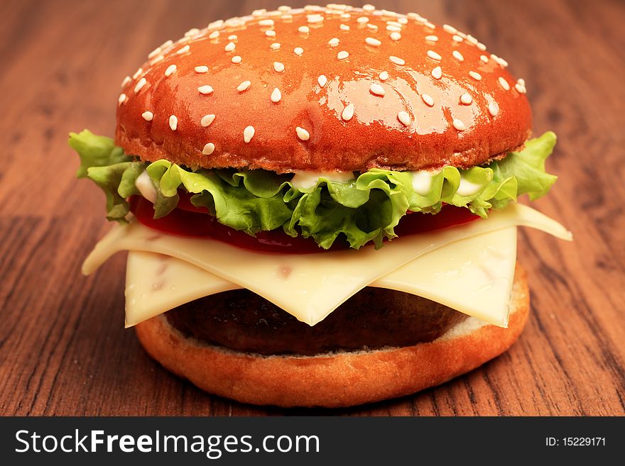 Close Up Of Cheeseburger