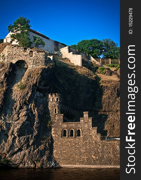 Ancient castle in Prague on the Vltava river