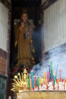 Burning Incense For Guan Yin Royalty Free Stock Photo Burning Incense For Guan Yin Royalty Free Stock Photo