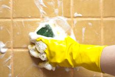 Hand In Yellow Rubber Glove Stock Image Hand In Yellow Rubber Glove Stock Image