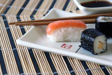 Sushi On The Table-cloth, Detail Stock Photography Sushi On The Table-cloth, Detail Stock Photography