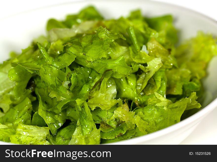 Salad,Leaf of lettuce on white background. Isolated over white